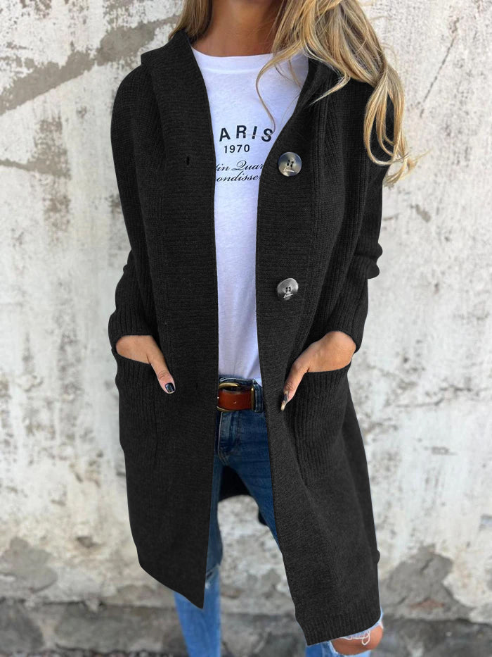 Maya Women's Long Cardigan | Cozy Knit with Hood, Elegant Design 3