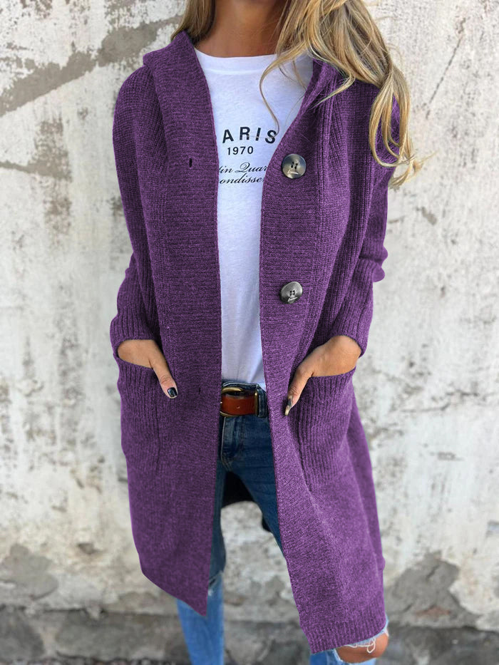 Maya Women's Long Cardigan | Cozy Knit with Hood, Elegant Design 5