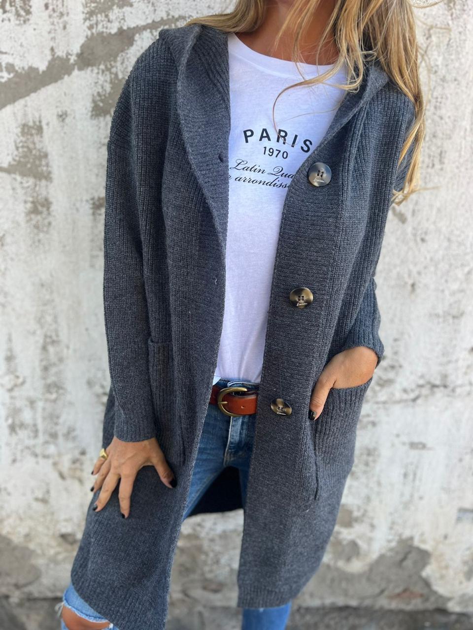 Maya Women's Long Cardigan | Cozy Knit with Hood, Elegant Design 8