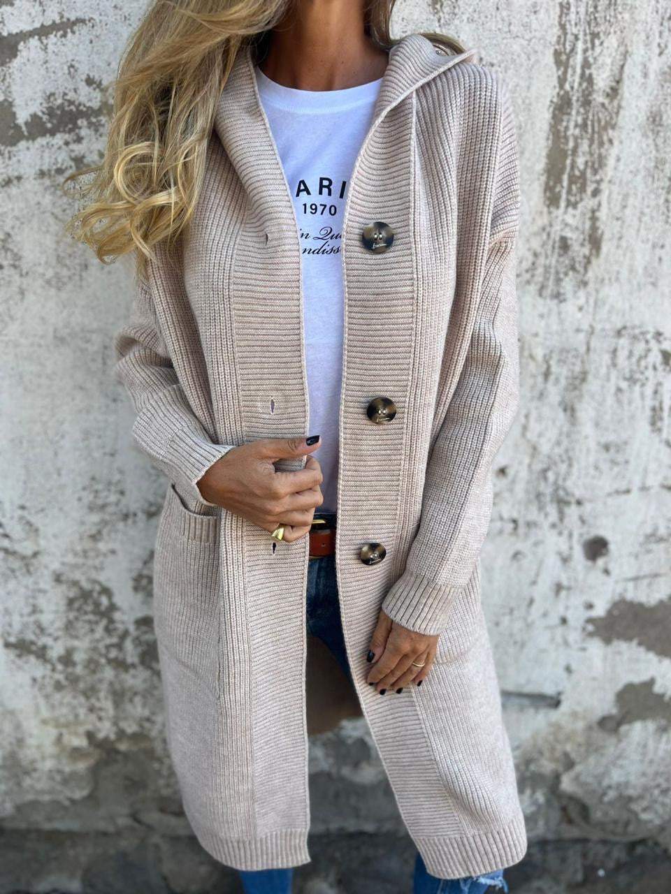 Maya Women's Long Cardigan | Cozy Knit with Hood, Elegant Design 9