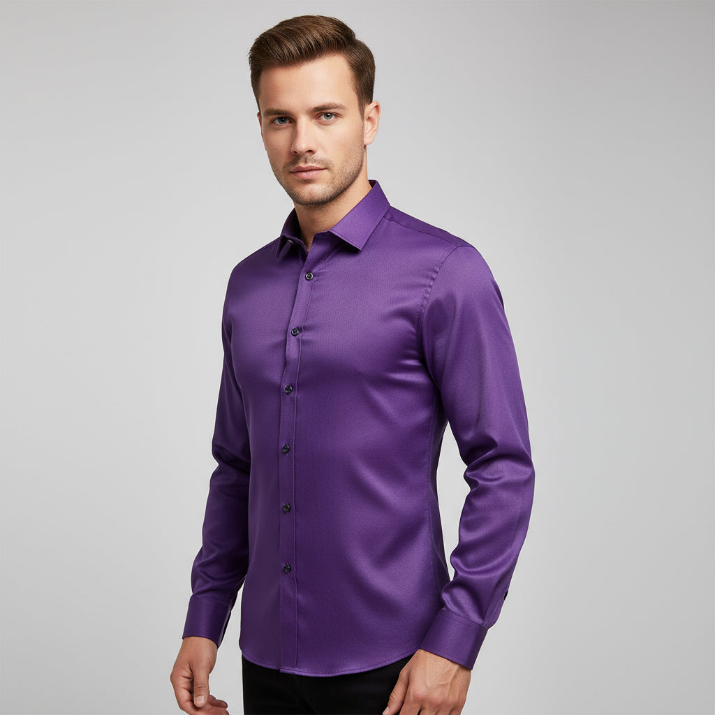Men's Dress Shirt, Non-Iron Stretch Slim Fit, Breathable Fabric, Long Sleeves, Moisture-Wicking 4