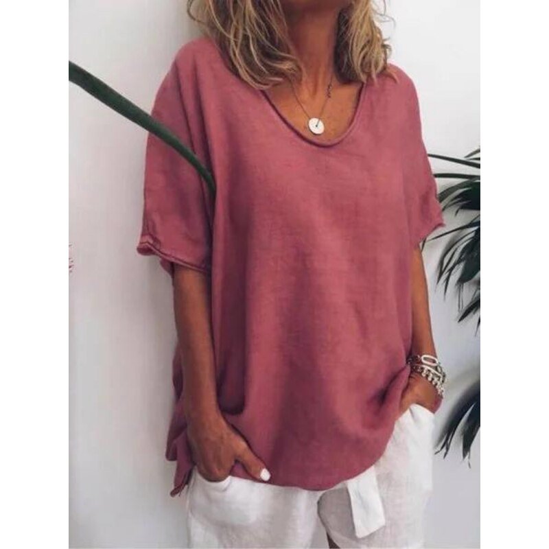 Mia Women's T-Shirt | 100% Linen, Oversized Comfort 7