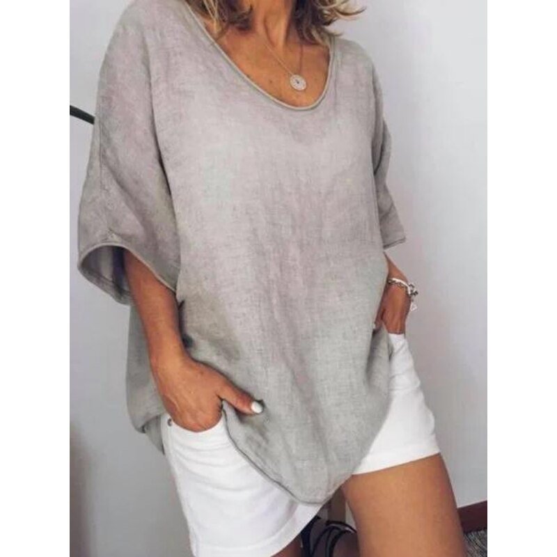 Mia Women's T-Shirt | 100% Linen, Oversized Comfort 8
