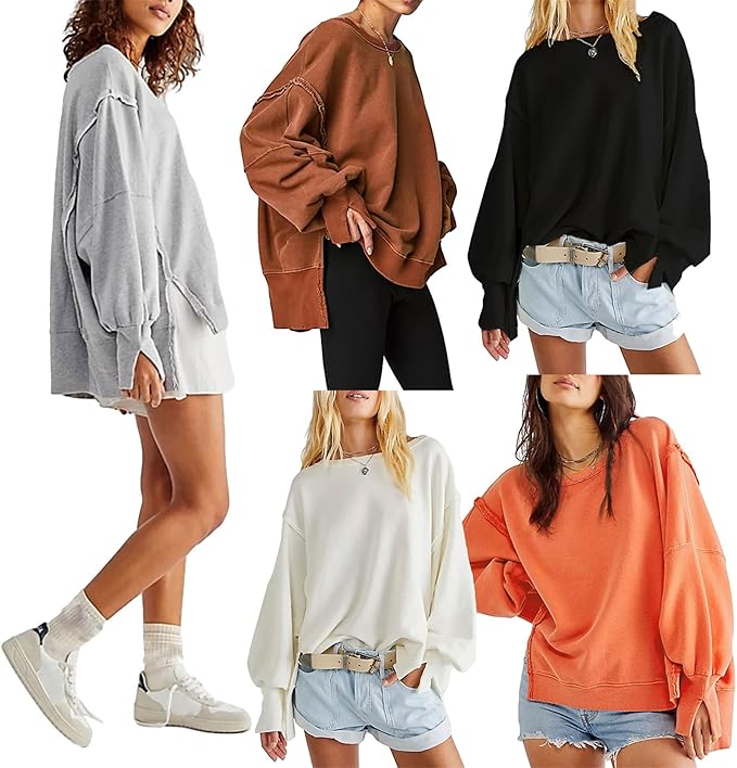 Mika Women's Oversized Sweatshirt | Soft Cotton Blend, Casual Style 3