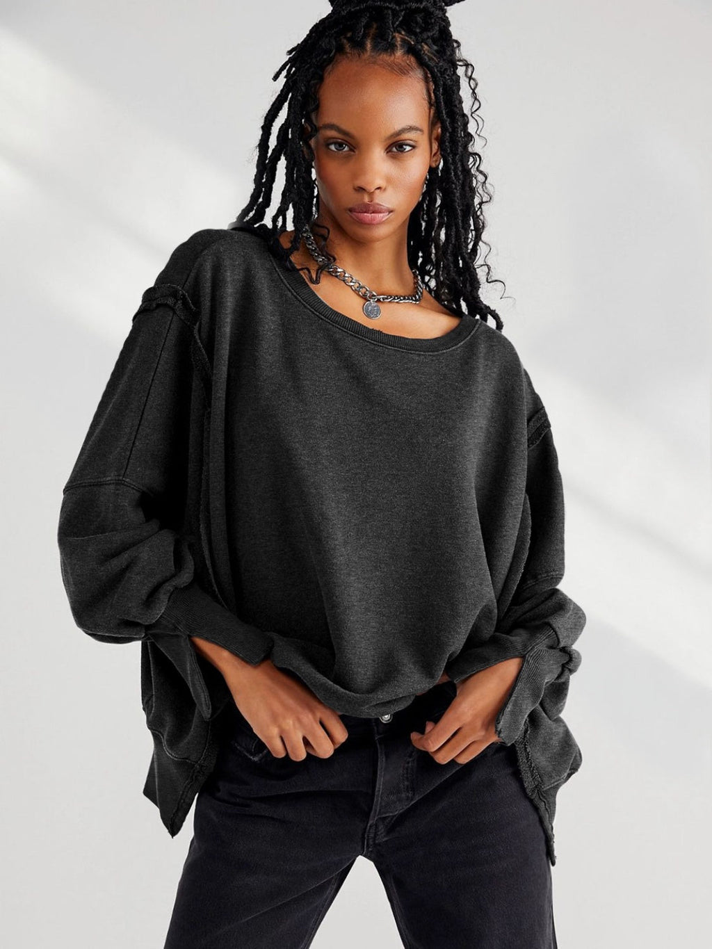 Mika Women's Oversized Sweatshirt | Soft Cotton Blend, Casual Style 7
