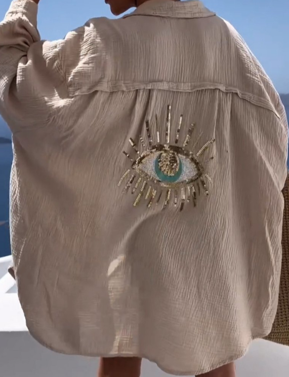 Mila Women's Shirt | Nazar Eye Print, Comfortable & Versatile 3