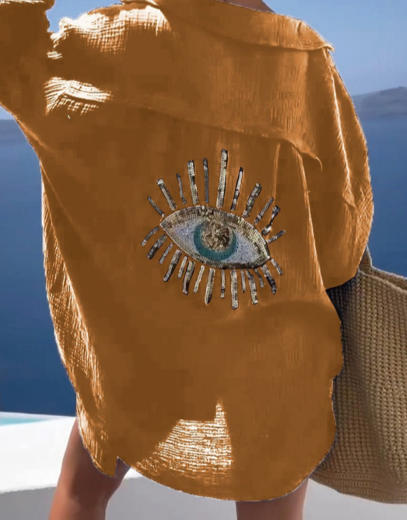 Mila Women's Shirt | Nazar Eye Print, Comfortable & Versatile 4