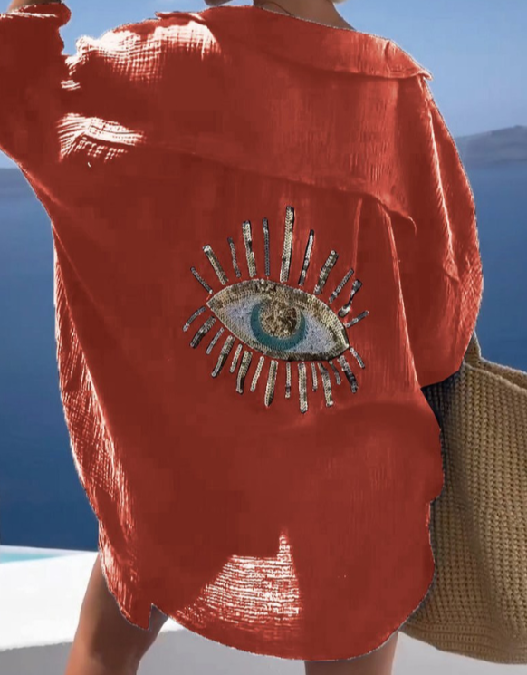 Mila Women's Shirt | Nazar Eye Print, Comfortable & Versatile 5