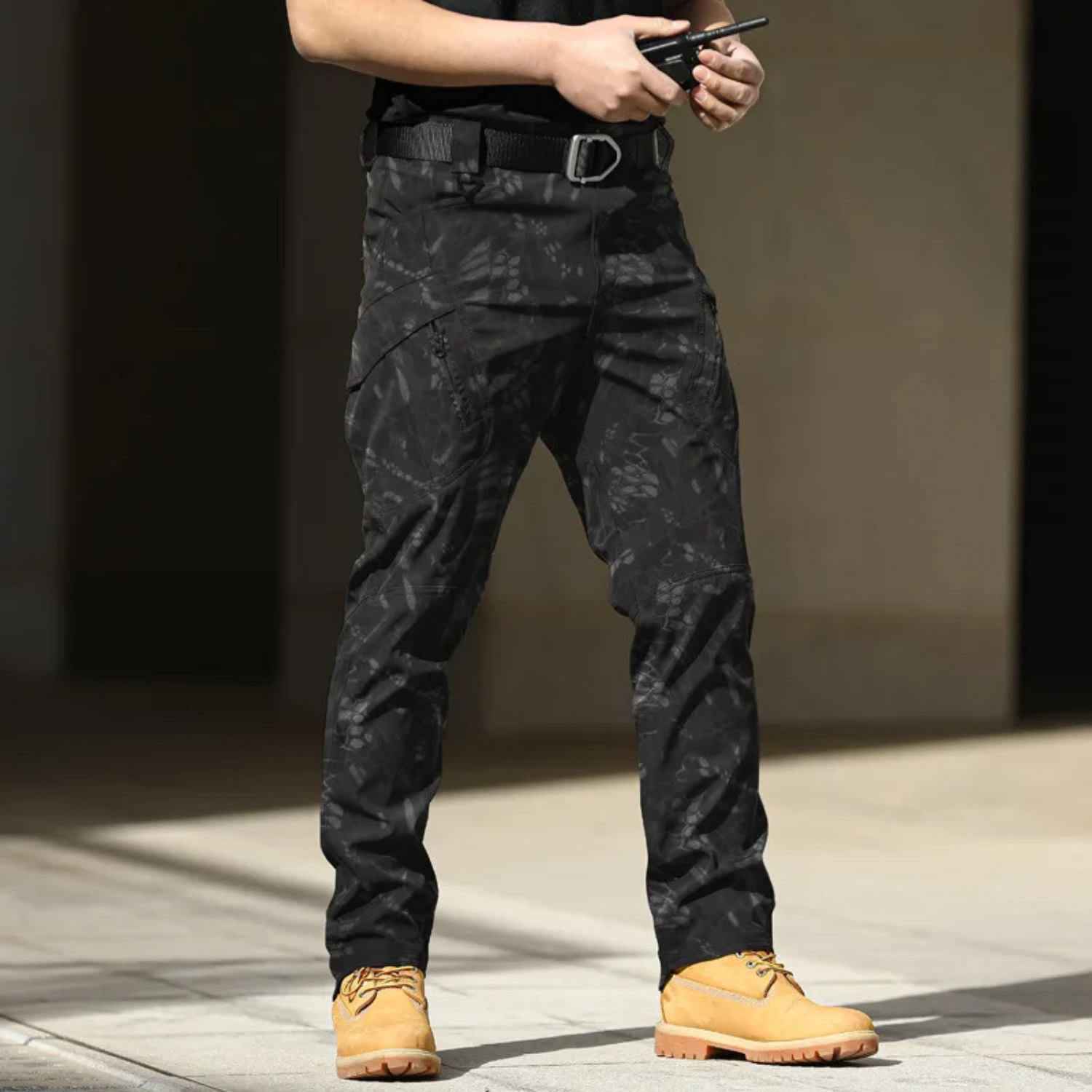 Milo Men's Cargo Trousers | Breathable Multi-Pocket Black Design 1