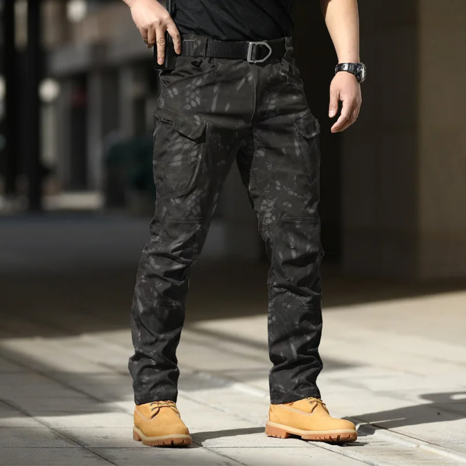 Milo Men's Cargo Trousers | Breathable Multi-Pocket Black Design 10
