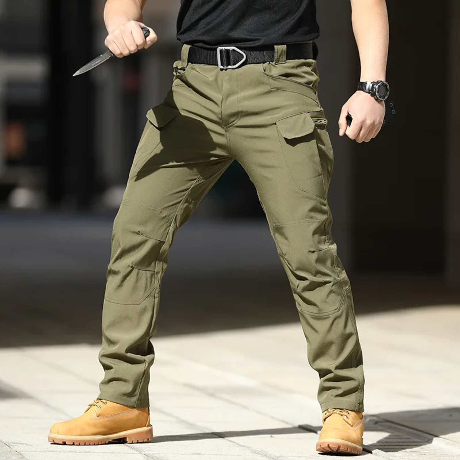 Milo Men's Cargo Trousers | Breathable Multi-Pocket Black Design 12