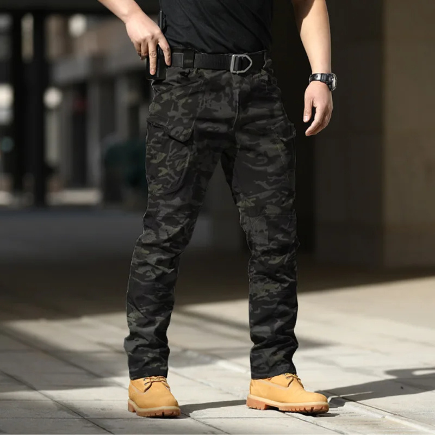 Milo Men's Cargo Trousers | Breathable Multi-Pocket Black Design 14