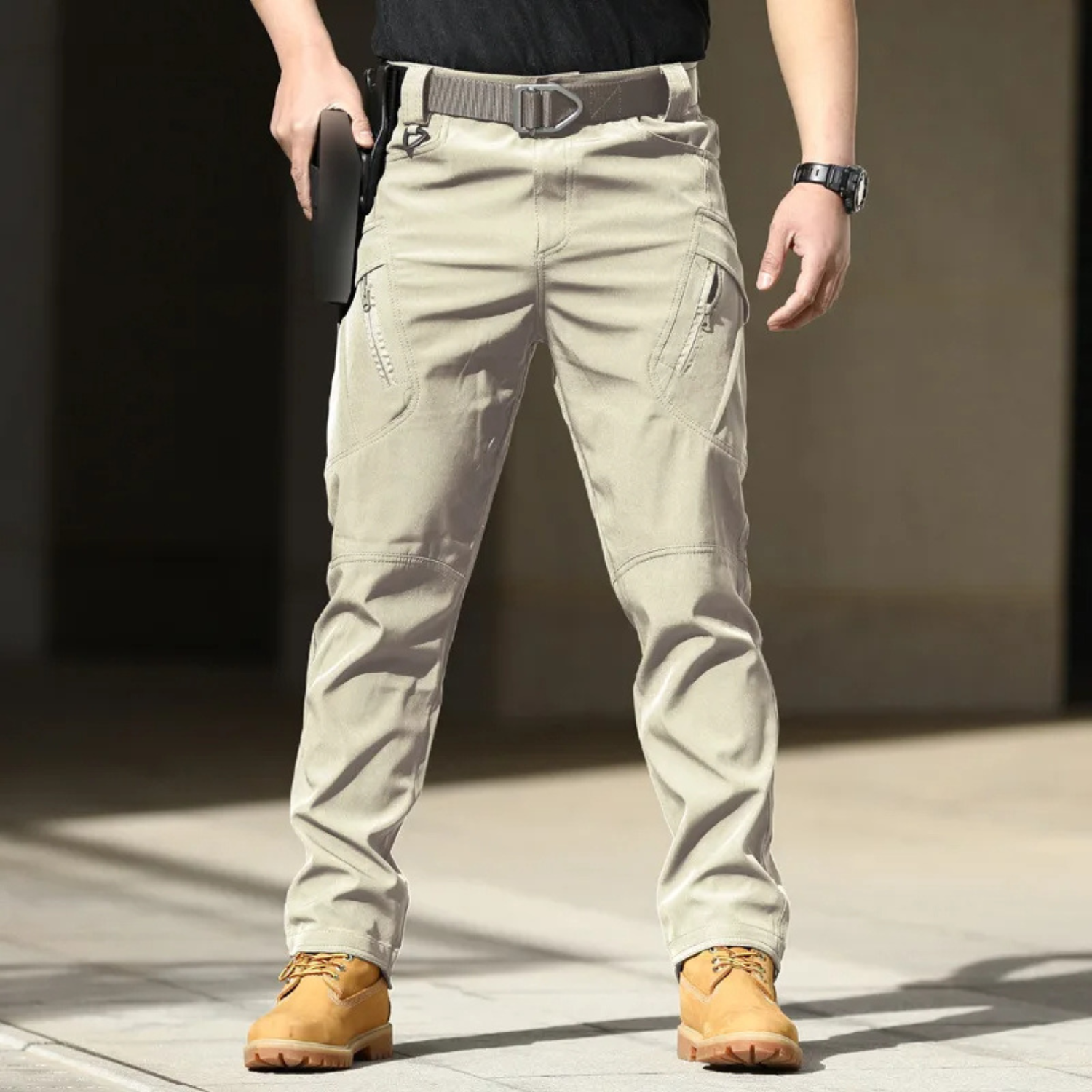 Milo Men's Cargo Trousers | Breathable Multi-Pocket Black Design 2