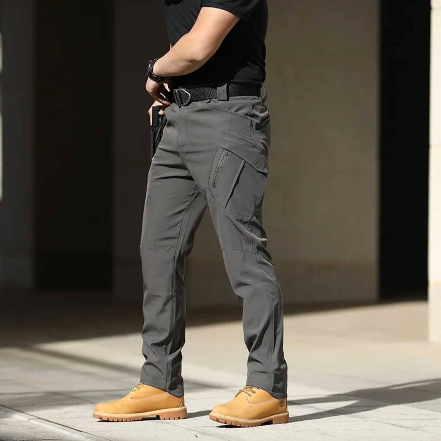 Milo Men's Cargo Trousers | Breathable Multi-Pocket Black Design 3