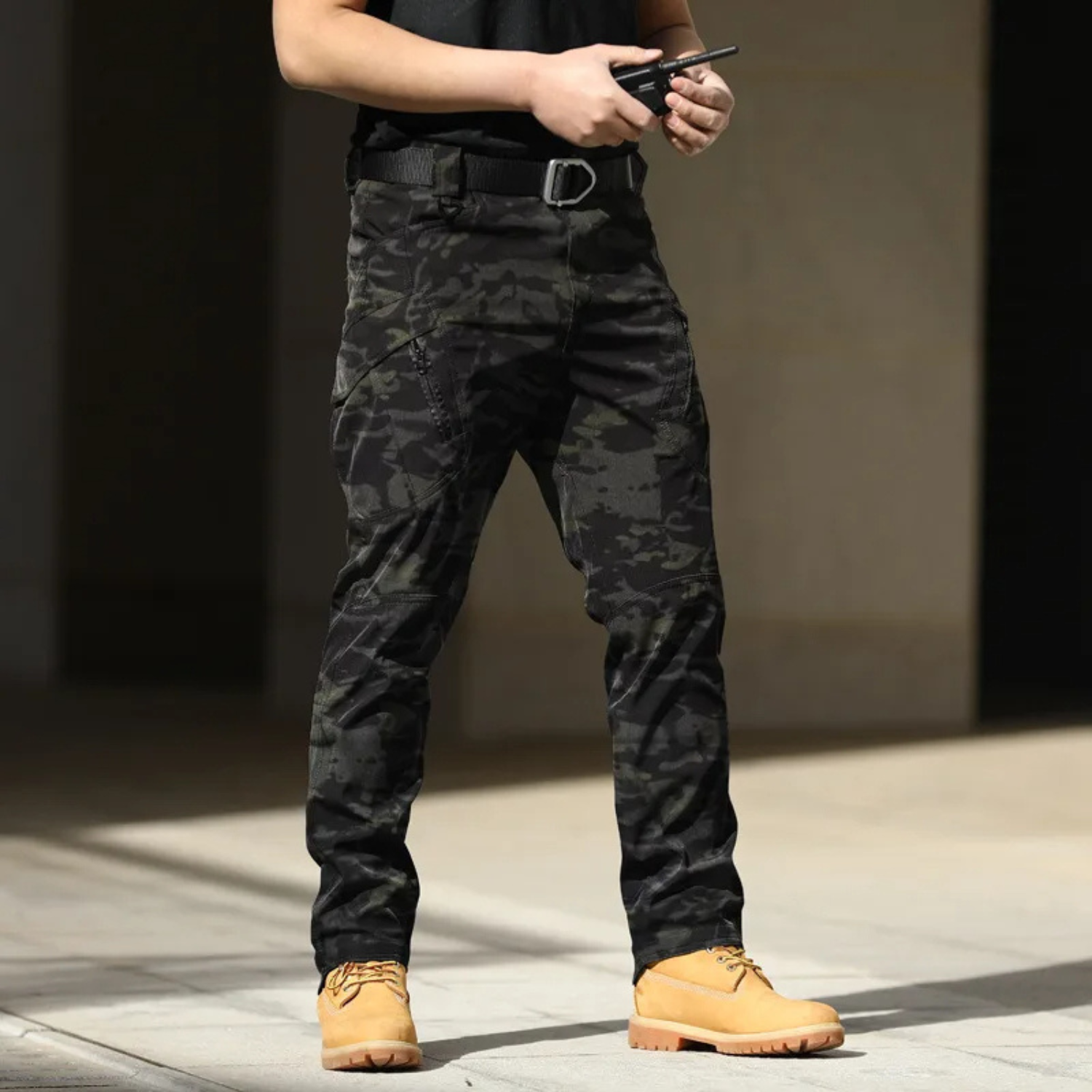 Milo Men's Cargo Trousers | Breathable Multi-Pocket Black Design 4