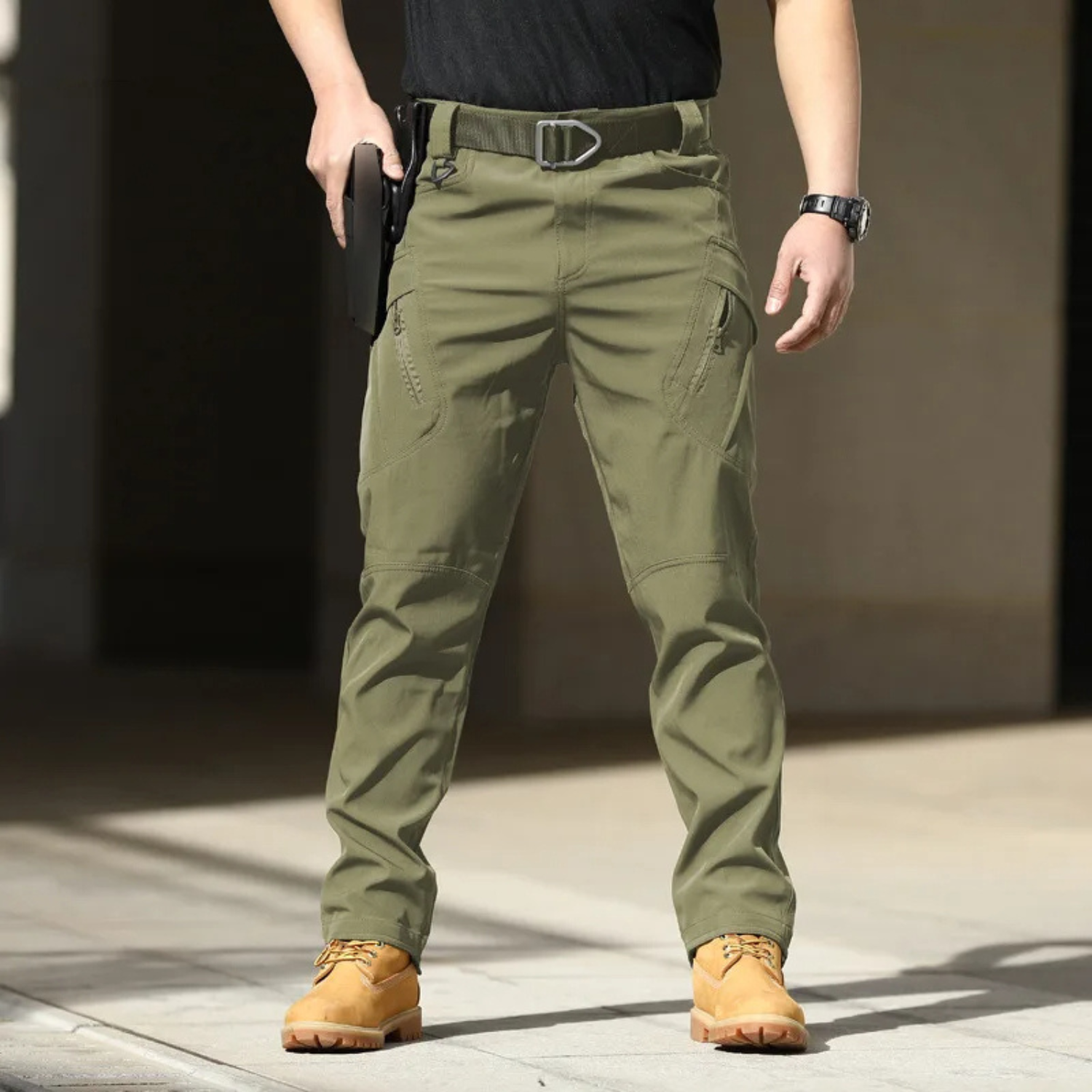 Milo Men's Cargo Trousers | Breathable Multi-Pocket Black Design 5