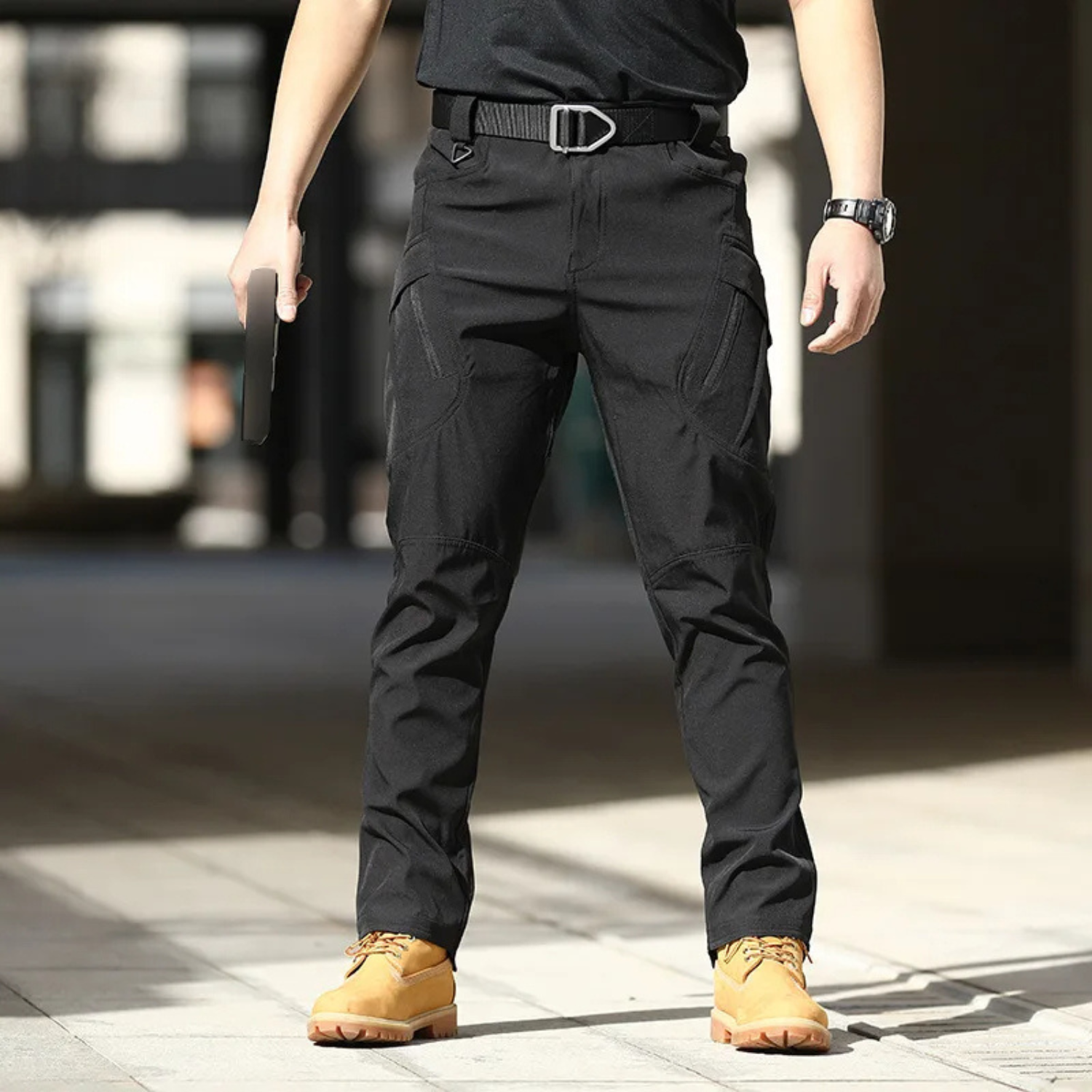 Milo Men's Cargo Trousers | Breathable Multi-Pocket Black Design 8