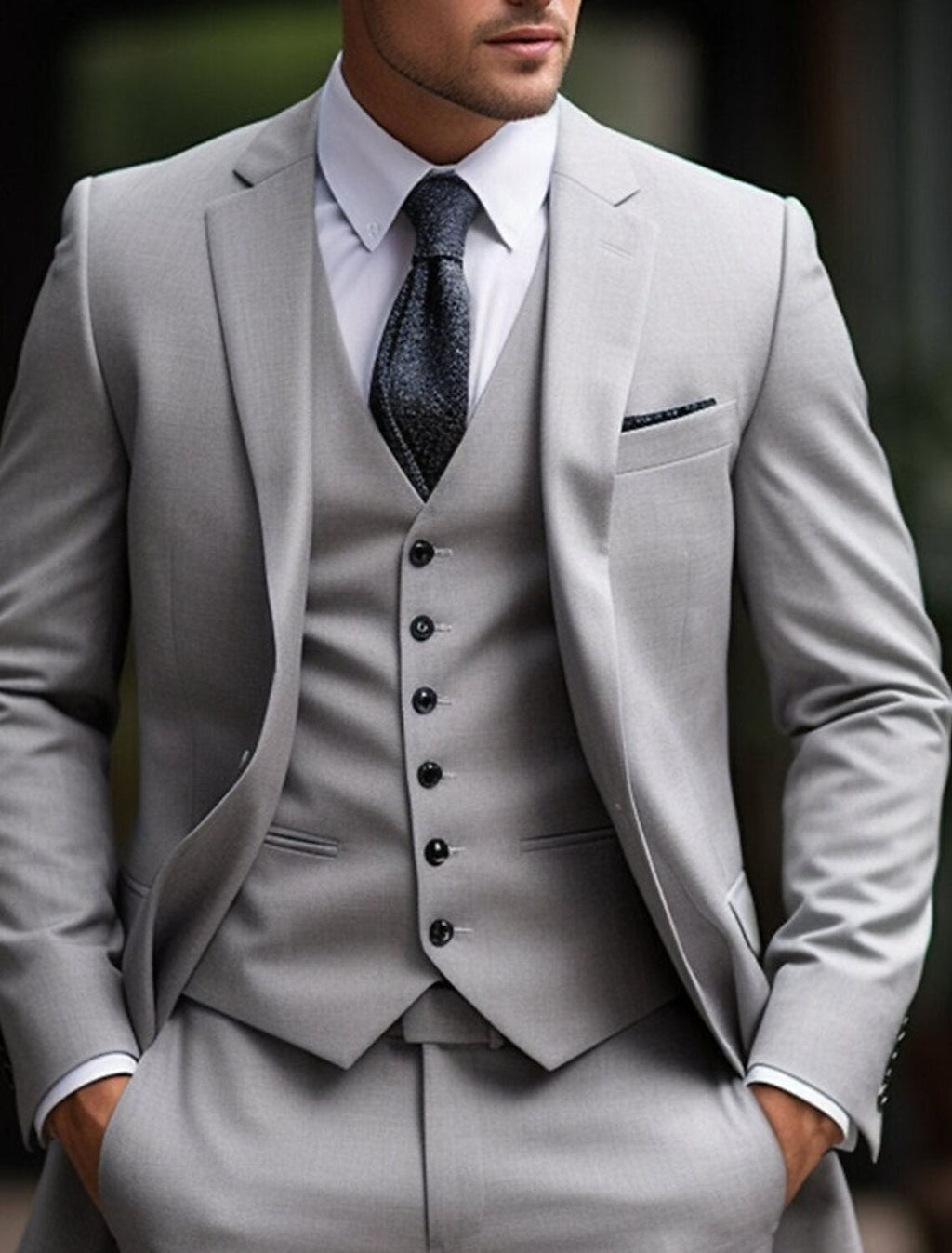 Milo Men's Suit | Light Gray 3-Piece Wedding Suit for Groomsmen 0
