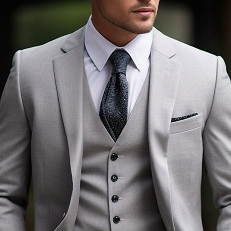 Milo Men's Suit | Light Gray 3-Piece Wedding Suit for Groomsmen 1