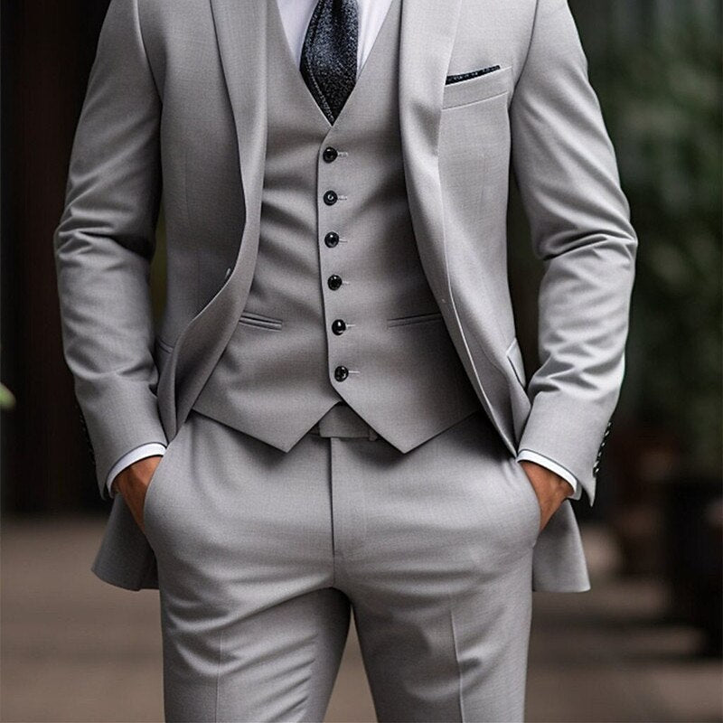 Milo Men's Suit | Light Gray 3-Piece Wedding Suit for Groomsmen 2