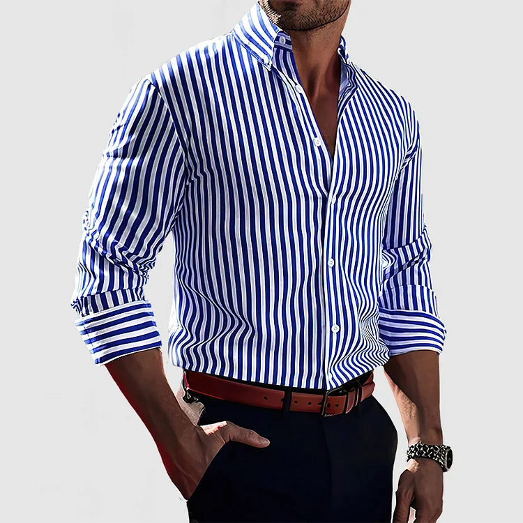 Nathano Men's Striped Shirt | Premium Cotton, Timeless Style 0