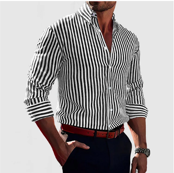 Nathano Men's Striped Shirt | Premium Cotton, Timeless Style 2