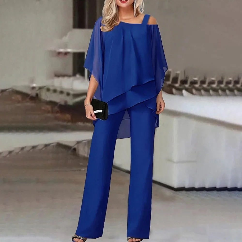 Nene Women's Plus Size Outfit Set | Elegant Batwing Sleeve Top & Trousers 2