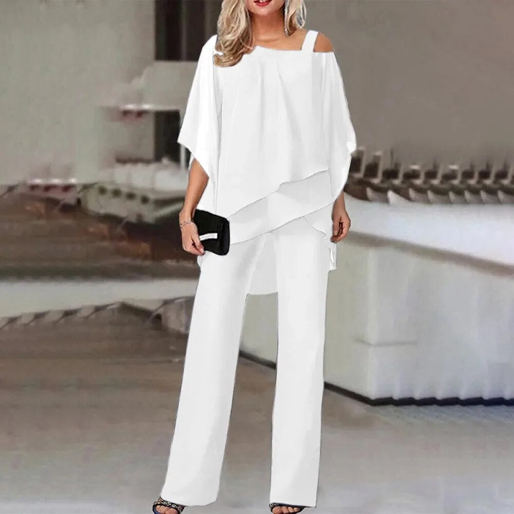 Nene Women's Plus Size Outfit Set | Elegant Batwing Sleeve Top & Trousers 4