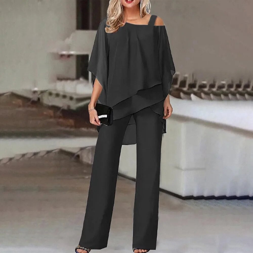 Nene Women's Plus Size Outfit Set | Elegant Batwing Sleeve Top & Trousers 5