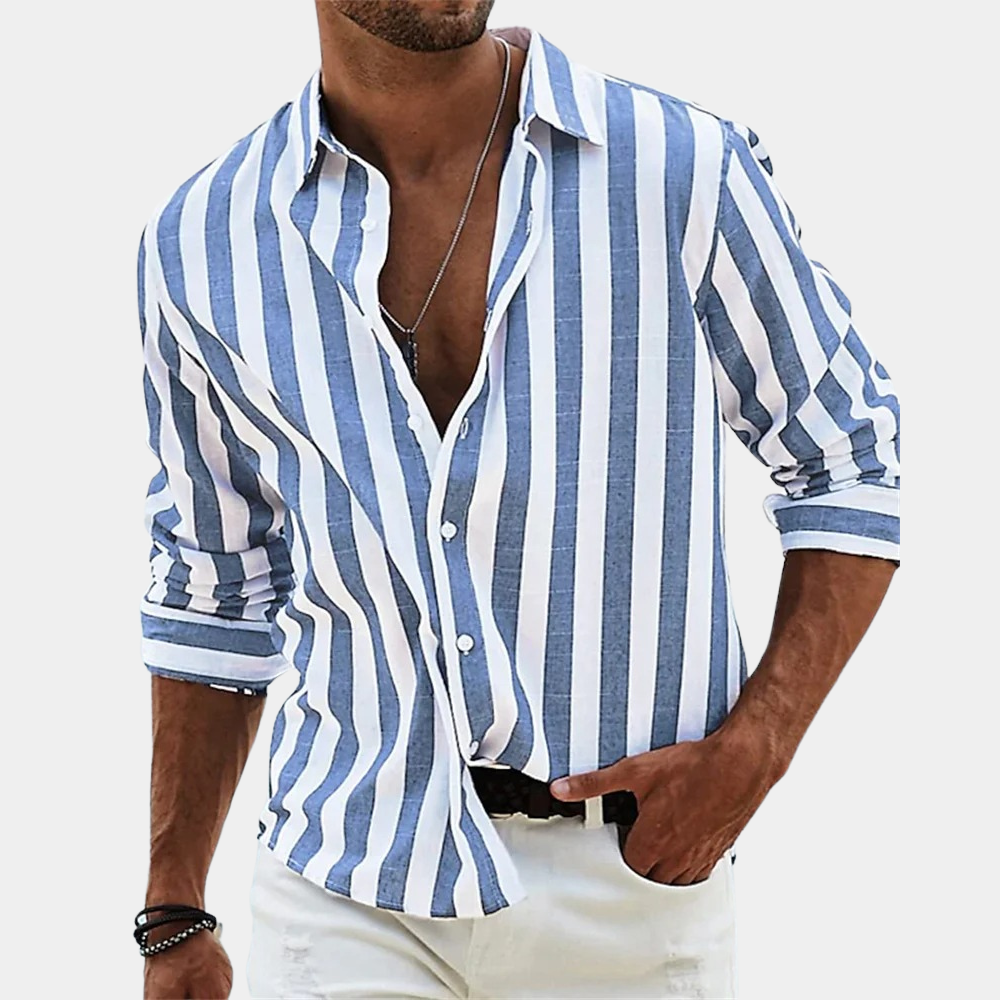 Nico Men's Striped Shirt | Soft Stretch Fabric, Elegant Design 0