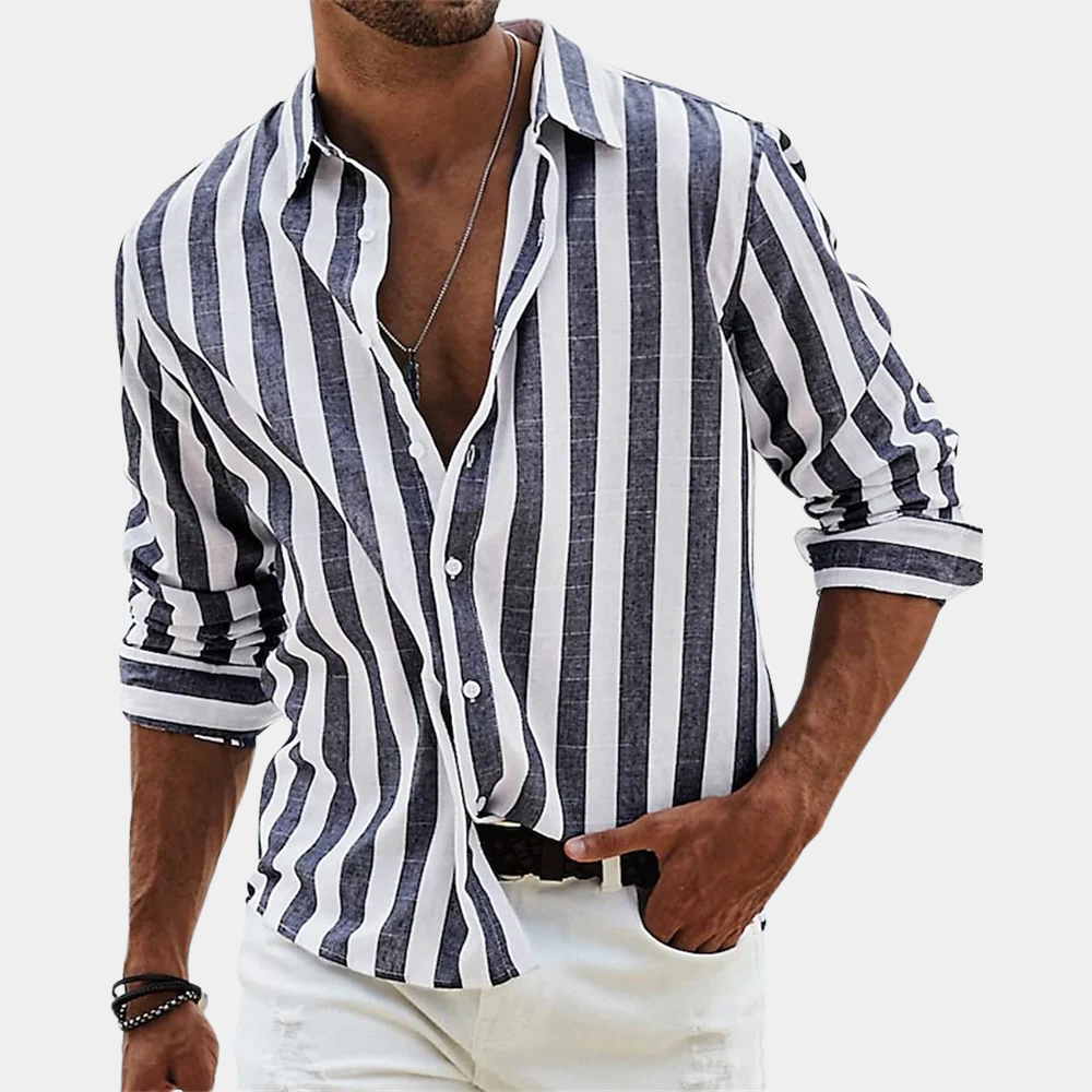Nico Men's Striped Shirt | Soft Stretch Fabric, Elegant Design 1