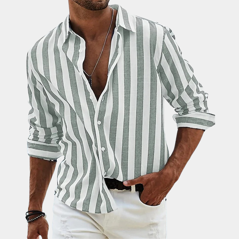 Nico Men's Striped Shirt | Soft Stretch Fabric, Elegant Design 2