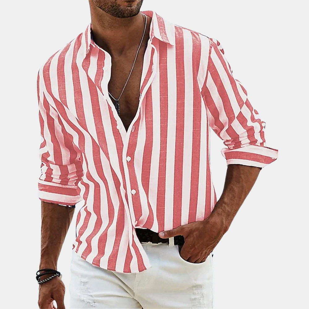 Nico Men's Striped Shirt | Soft Stretch Fabric, Elegant Design 3