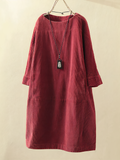 Nina Women's A-Line Dress | Soft Corduroy Blend, Vintage Charm 0
