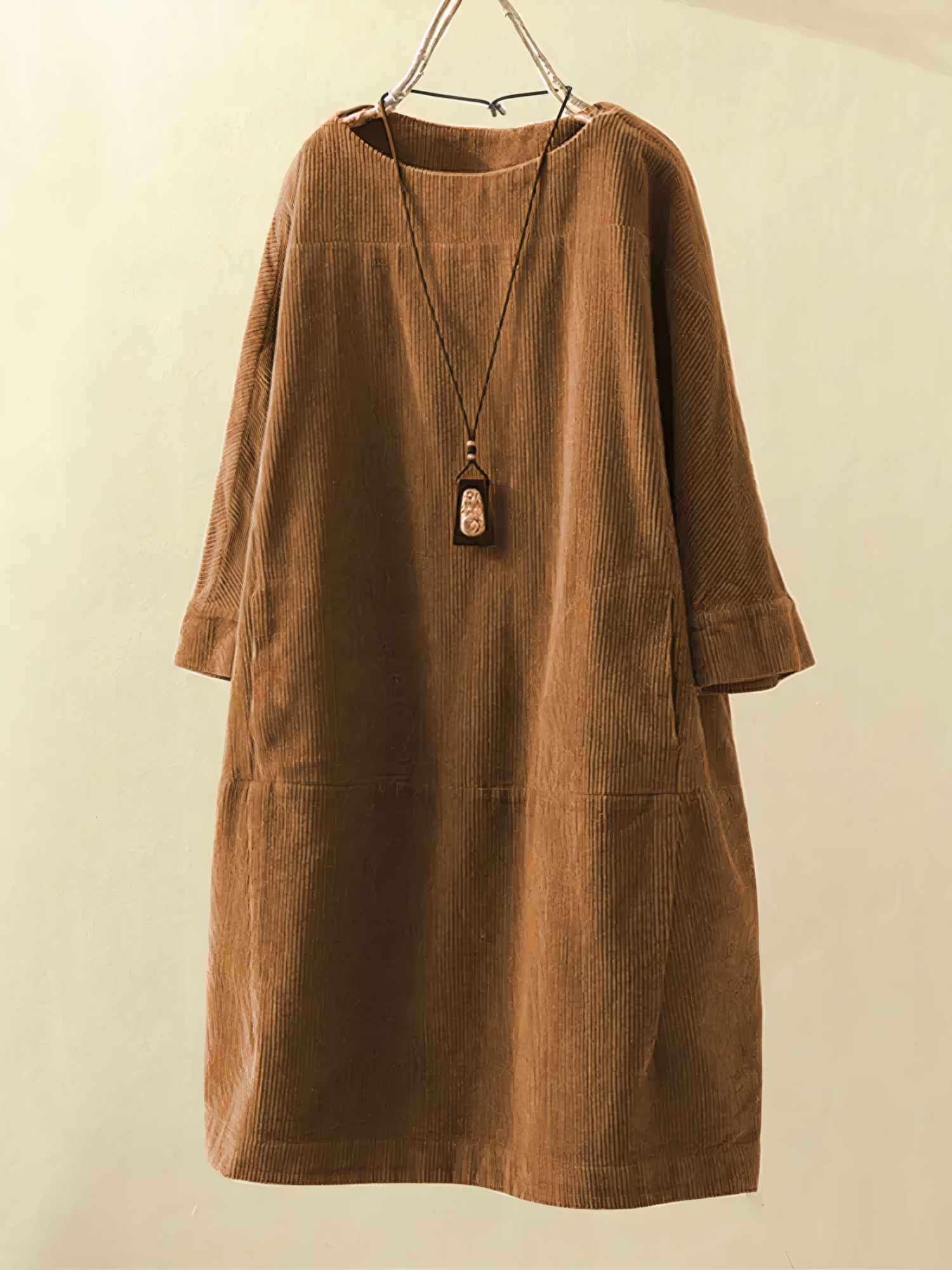 Nina Women's A-Line Dress | Soft Corduroy Blend, Vintage Charm 1