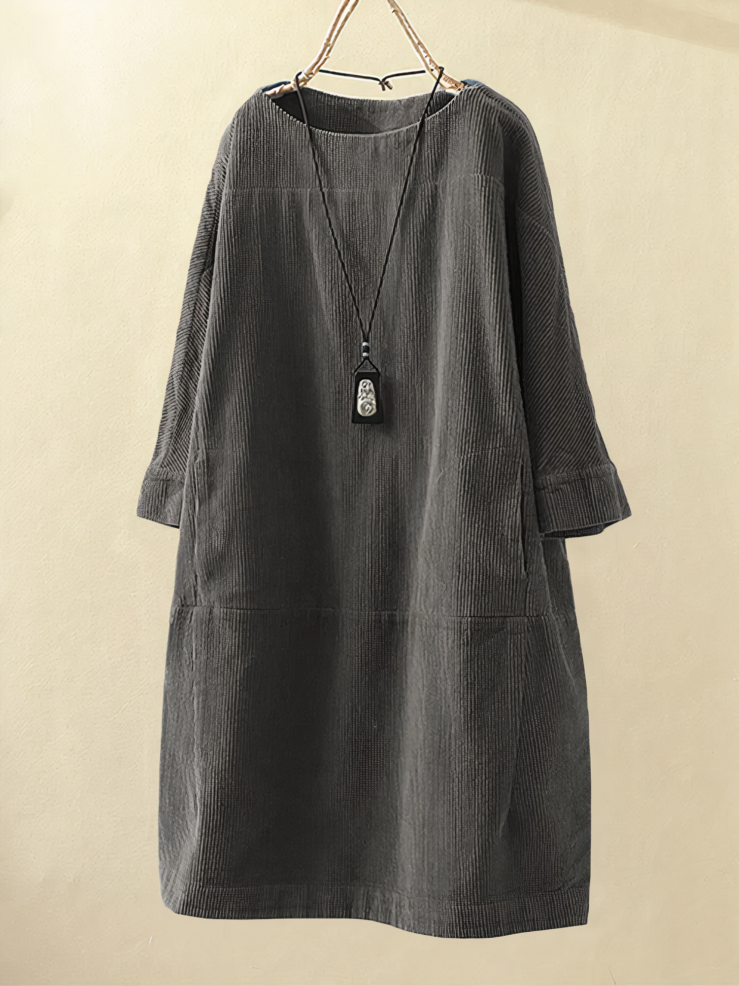 Nina Women's A-Line Dress | Soft Corduroy Blend, Vintage Charm 3