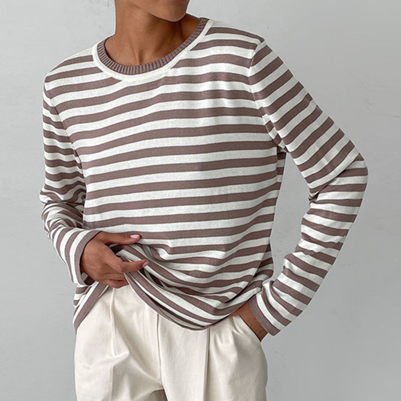 Nina Women's Long Sleeve Shirt | Elegant Striped Design 1