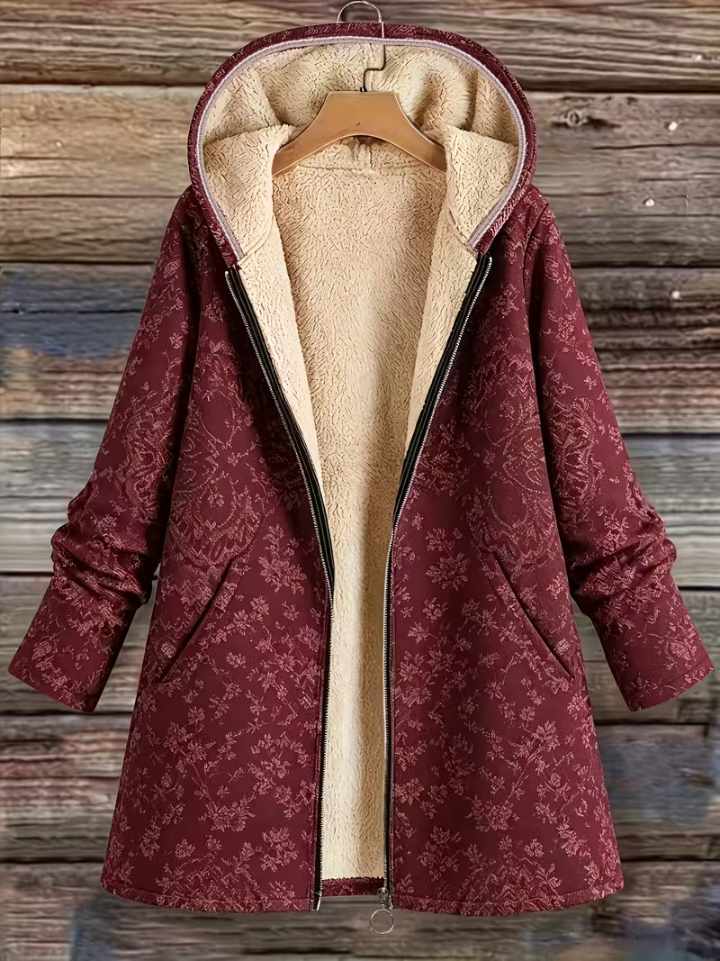 Rosemary Fleece-Lined Floral Hooded Coat