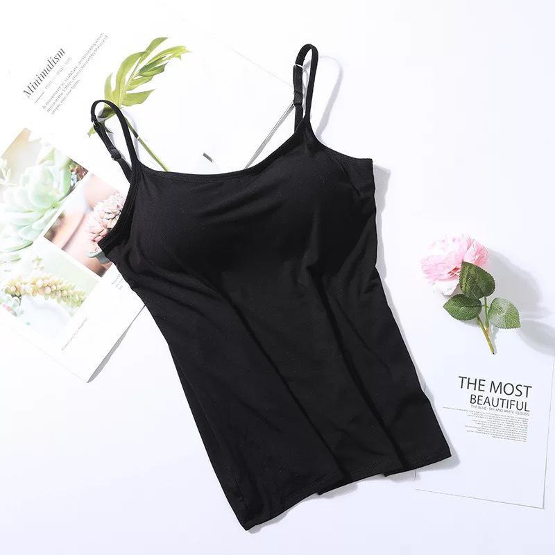 Padded Women's Tank Top | Built-in Bra, Adjustable Straps 0