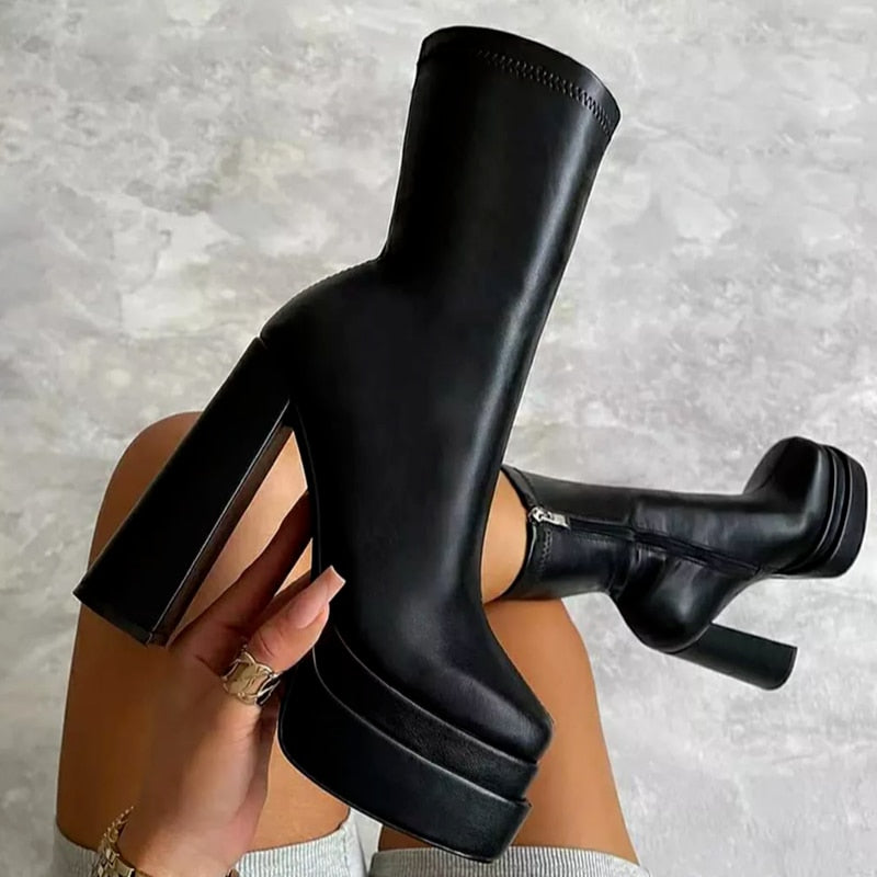 Panda Women's Platform Ankle Boots | Faux Leather, Stylish 2