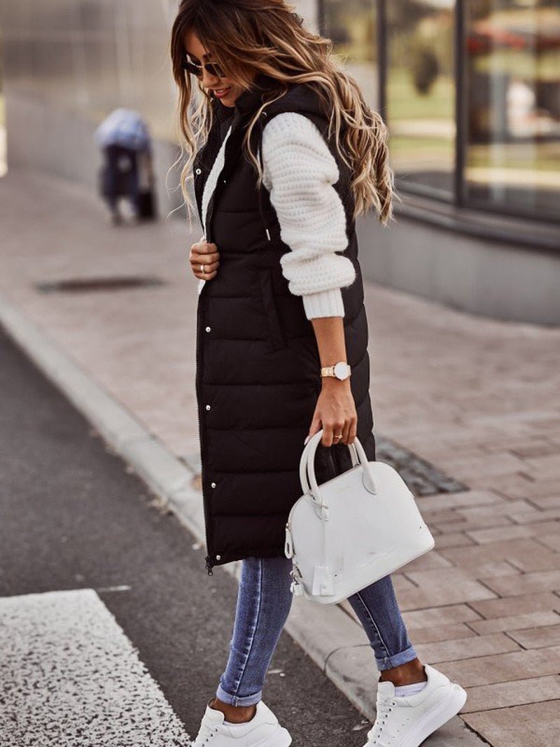 Pavé Women's Long Puffer Vest | Quilted, Stylish & Functional 1