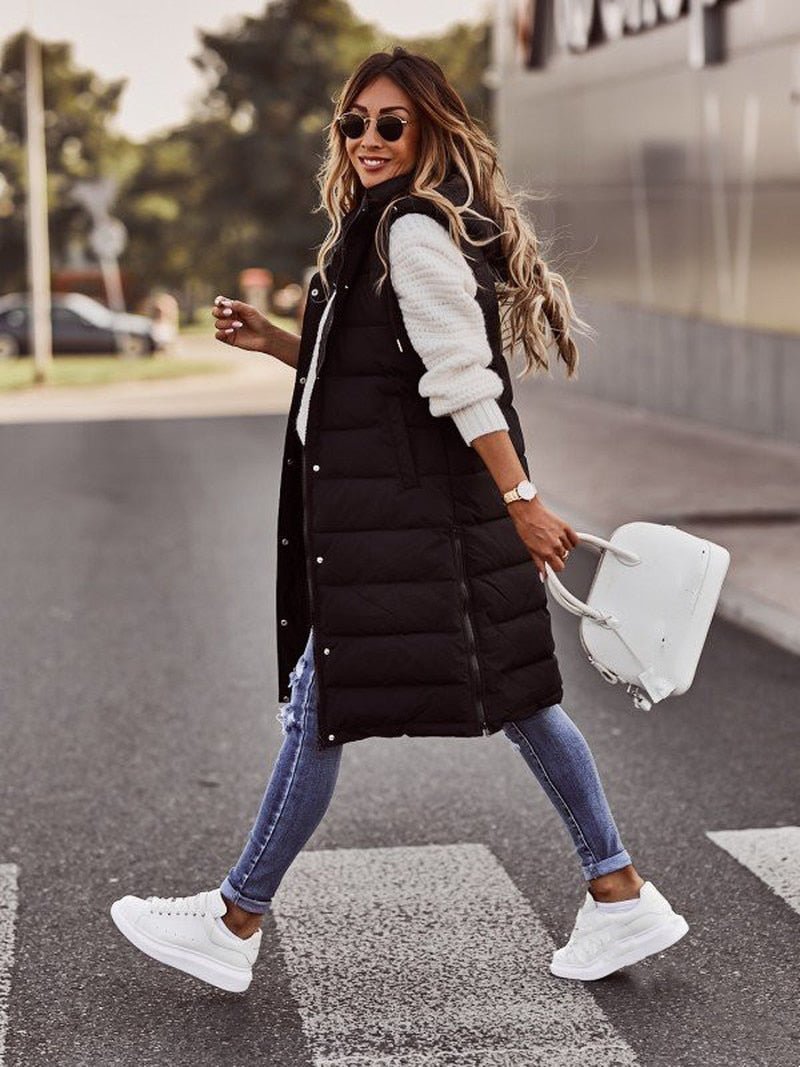 Pavé Women's Long Puffer Vest | Quilted, Stylish & Functional 2