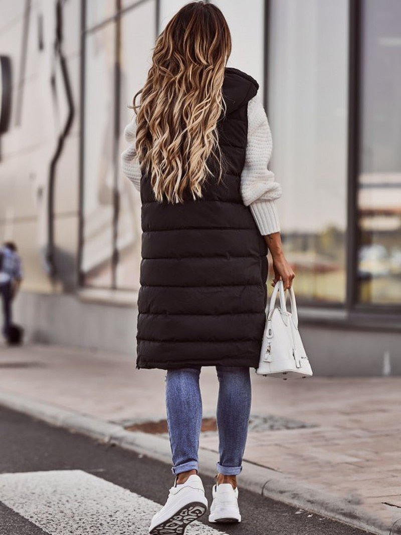 Pavé Women's Long Puffer Vest | Quilted, Stylish & Functional 3