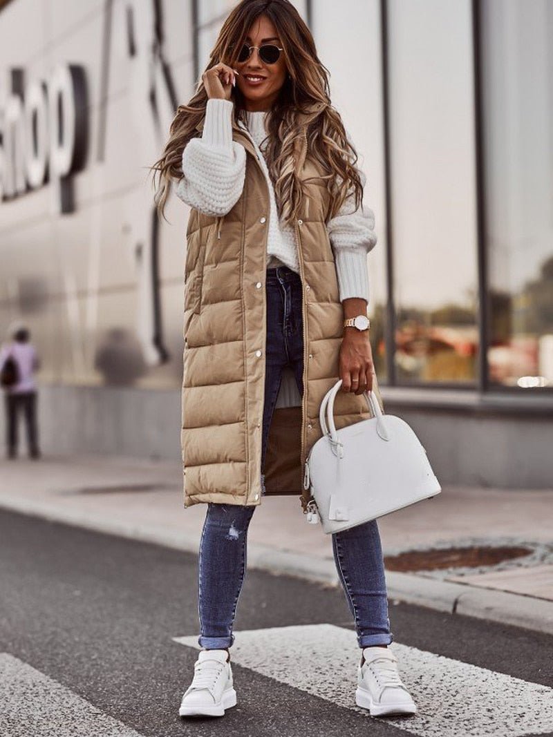 Pavé Women's Long Puffer Vest | Quilted, Stylish & Functional 4