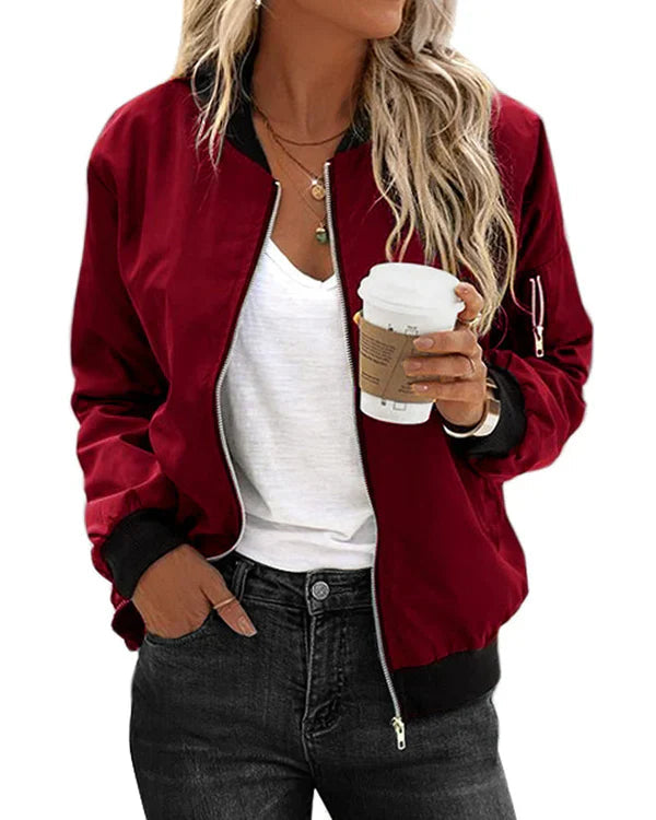 Raven Women's Bomber Jacket | Classic Style with Pockets 10