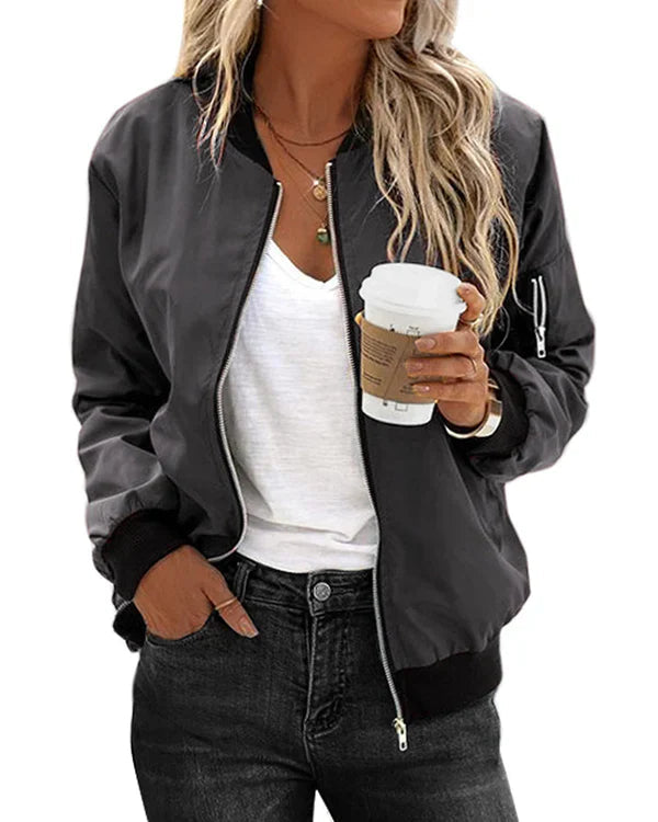Raven Women's Bomber Jacket | Classic Style with Pockets 11