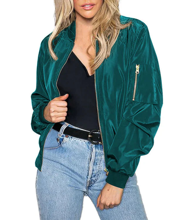 Raven Women's Bomber Jacket | Classic Style with Pockets 2