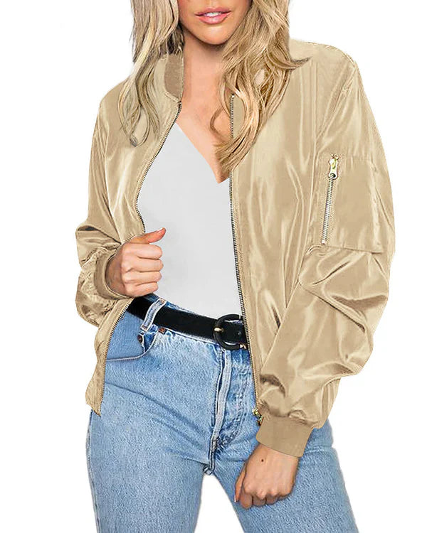 Raven Women's Bomber Jacket | Classic Style with Pockets 4