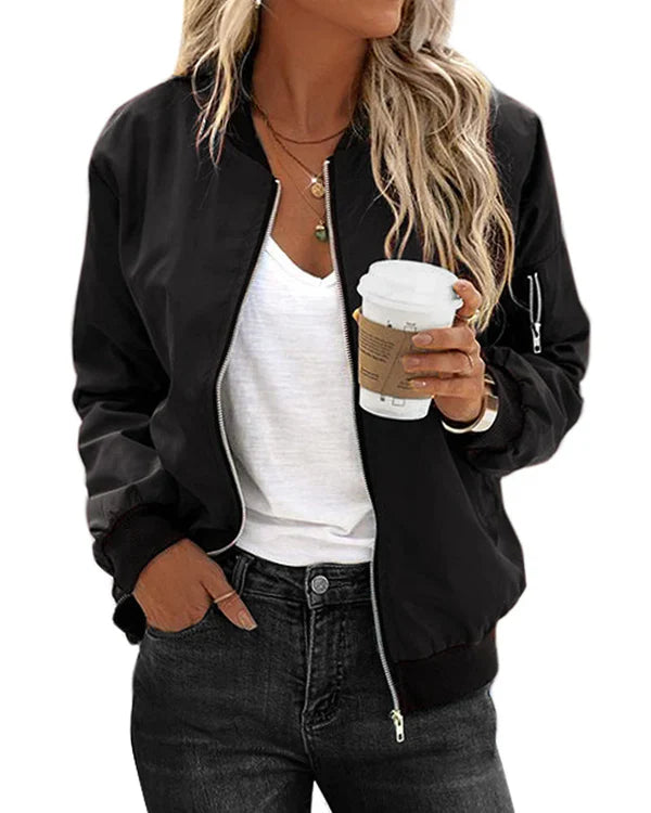 Raven Women's Bomber Jacket | Classic Style with Pockets 7
