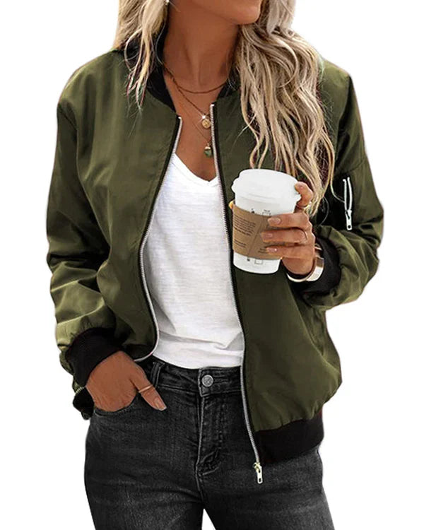 Raven Women's Bomber Jacket | Classic Style with Pockets 8